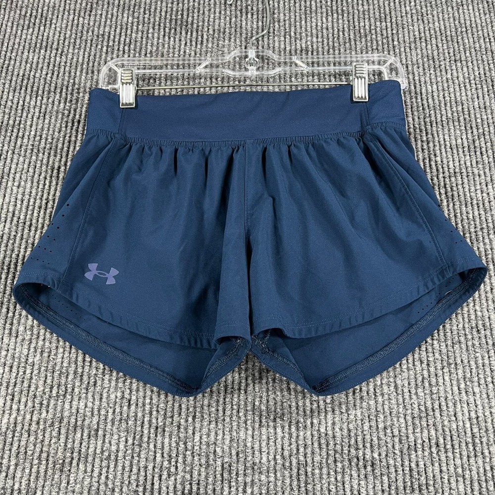 Under Armour Shorts Womens Small Blue Fitted Drawstring Lined Training Active